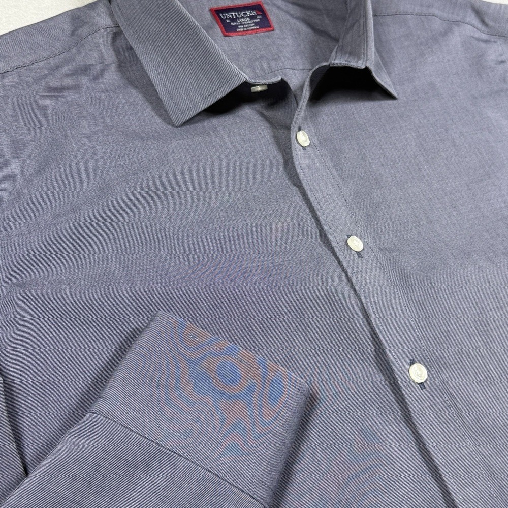 UNTUCKit Mens Slim Fit Wrinkle Free Cotton Button Down Shirt Grey Large